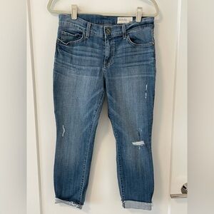 Pistola Distressed Raw Hem Denim Crop Ankle Jeans, Size 29